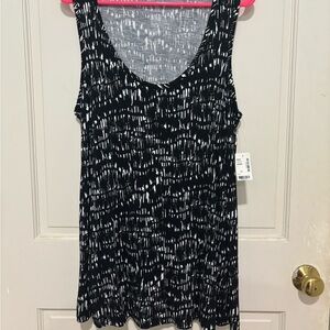 Women’s Tunic Style Tank Top Plus Size Black/White Size 1x